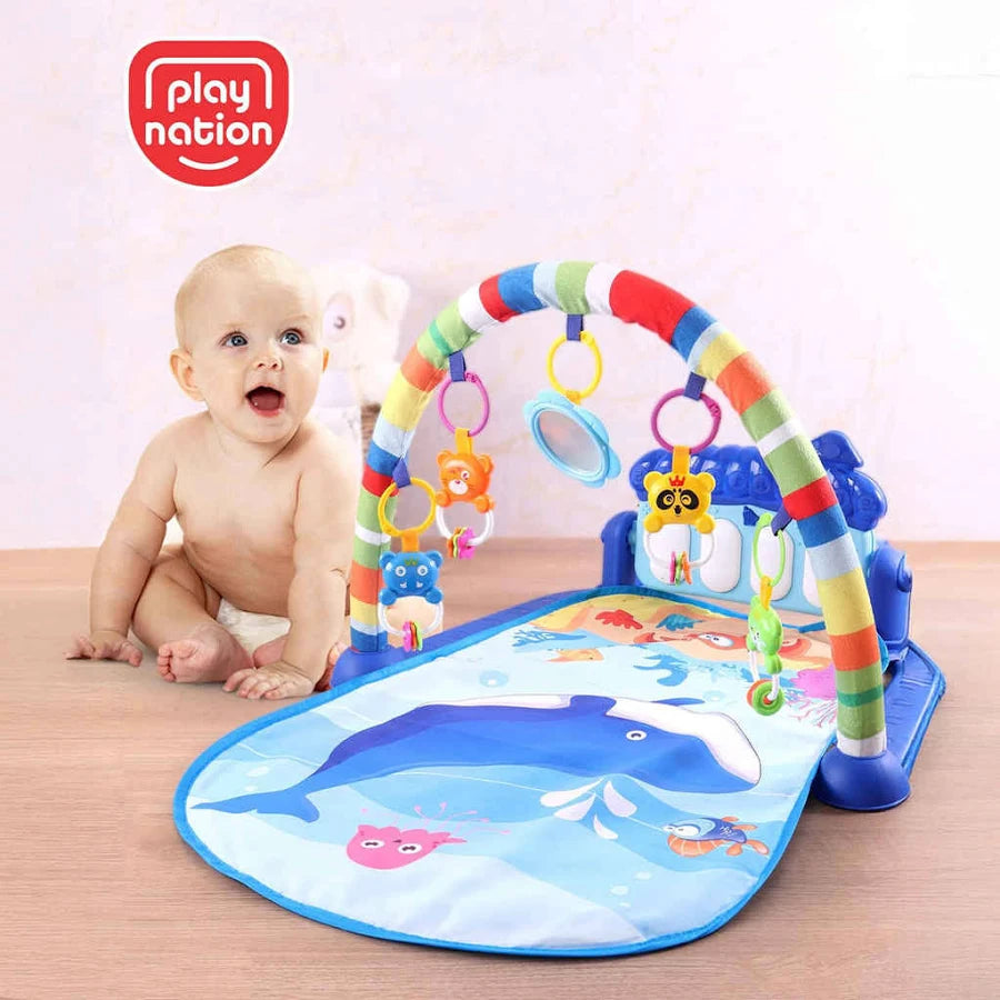Baby Activity Play Mat – Soft Educational Play Gym with Hanging Toys for Infants