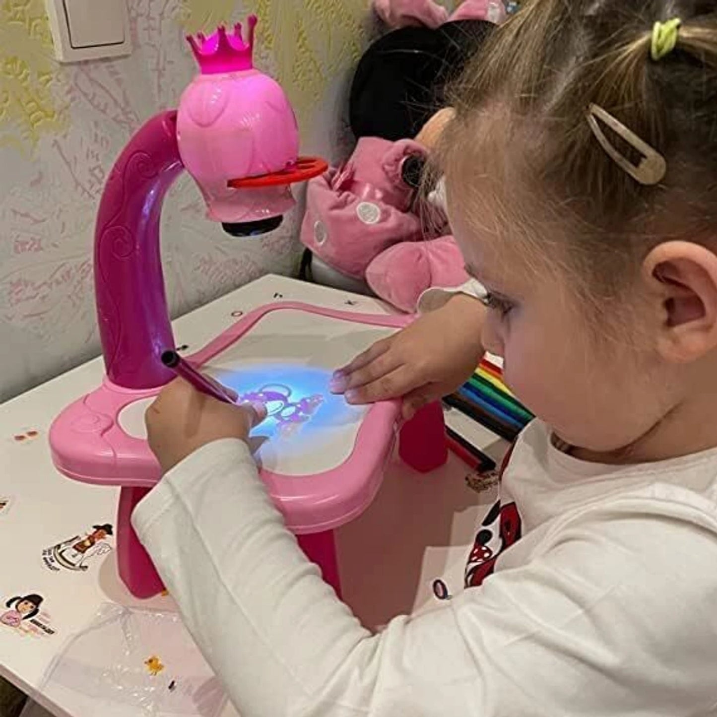 Kids Drawing Table – Educational Art & Activity Table with Projector and Drawing Accessories
