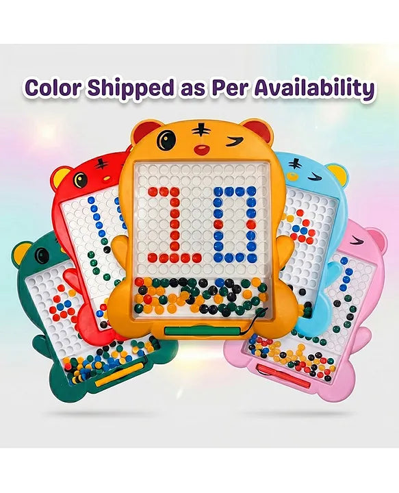 Creative Educational Magnetic Pegboard Drawing Board with Colorful Buttons & Placement Pen For Kids (Multicolor)