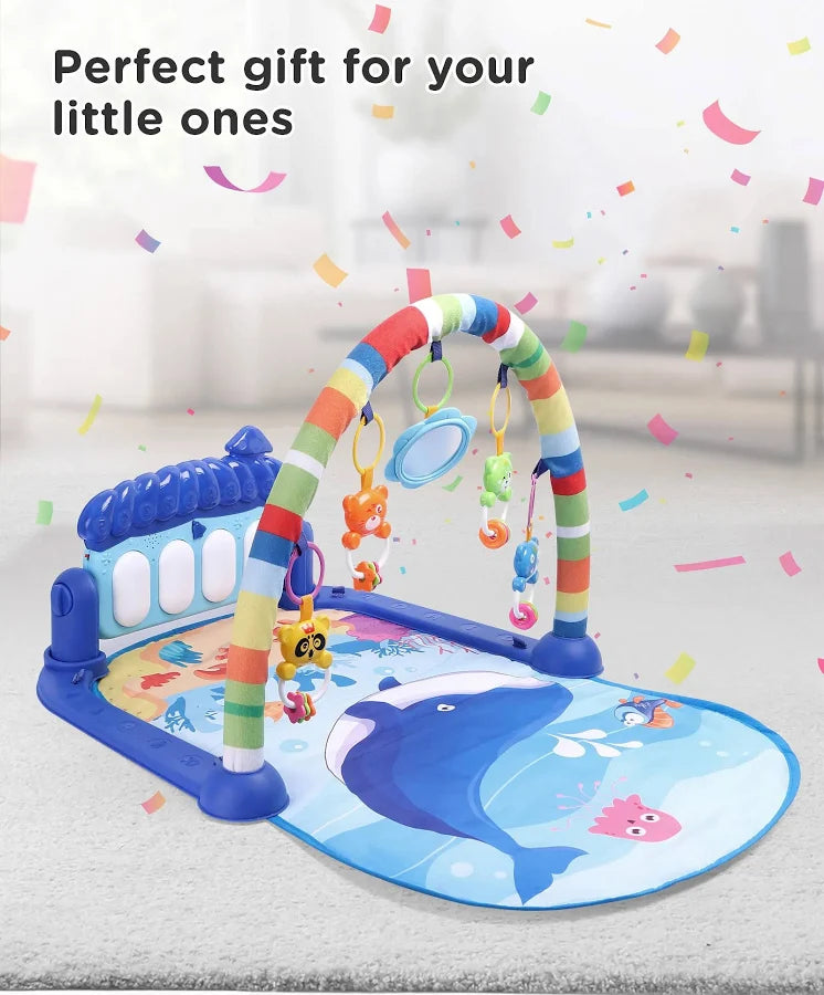 Baby Activity Play Mat – Soft Educational Play Gym with Hanging Toys for Infants