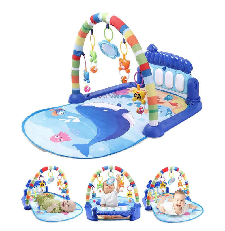 Baby Activity Play Mat – Soft Educational Play Gym with Hanging Toys for Infants