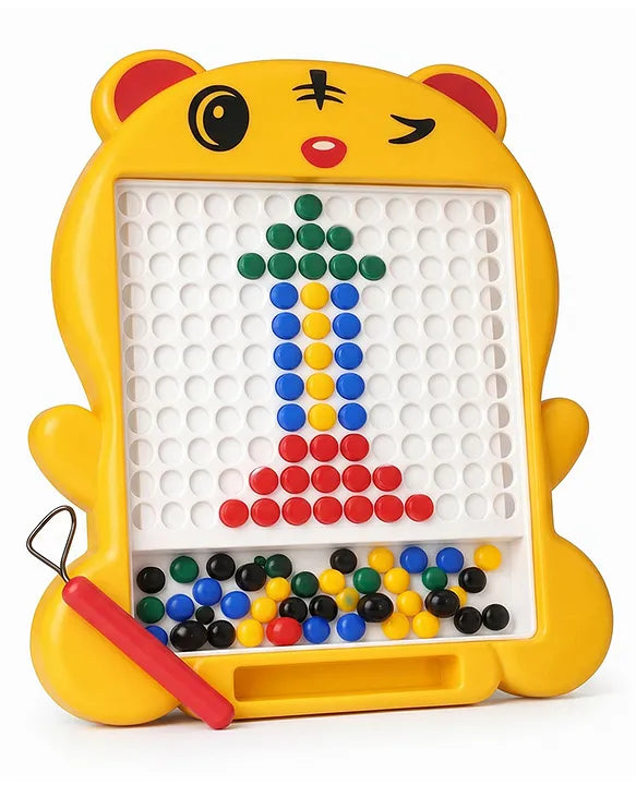 Creative Educational Magnetic Pegboard Drawing Board with Colorful Buttons & Placement Pen For Kids (Multicolor)