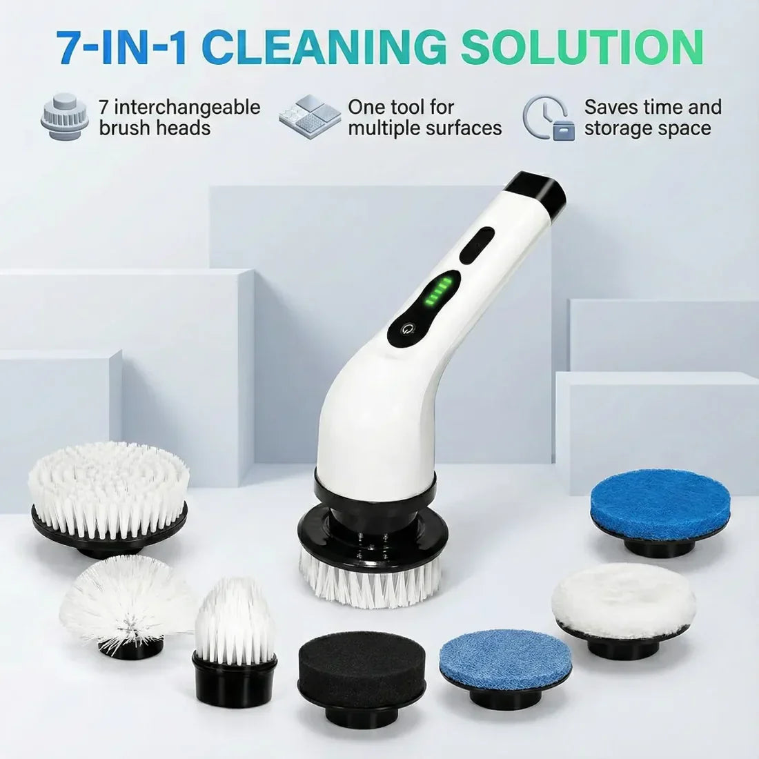 7-in-1 Electric Spin Scrubber Cleaning Brush With Extension Handle