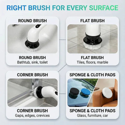 7-in-1 Electric Spin Scrubber Cleaning Brush With Extension Handle