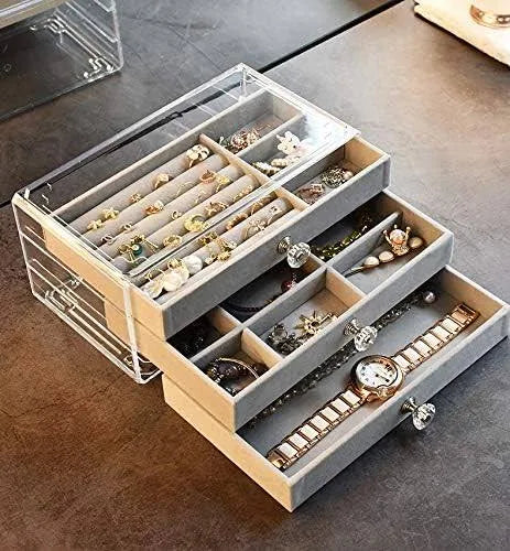 Jewellery Organizer Box – Portable Multi-Compartment Travel Storage Case for Rings, Earrings & Necklaces