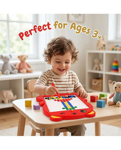 Creative Educational Magnetic Pegboard Drawing Board with Colorful Buttons & Placement Pen For Kids (Multicolor)