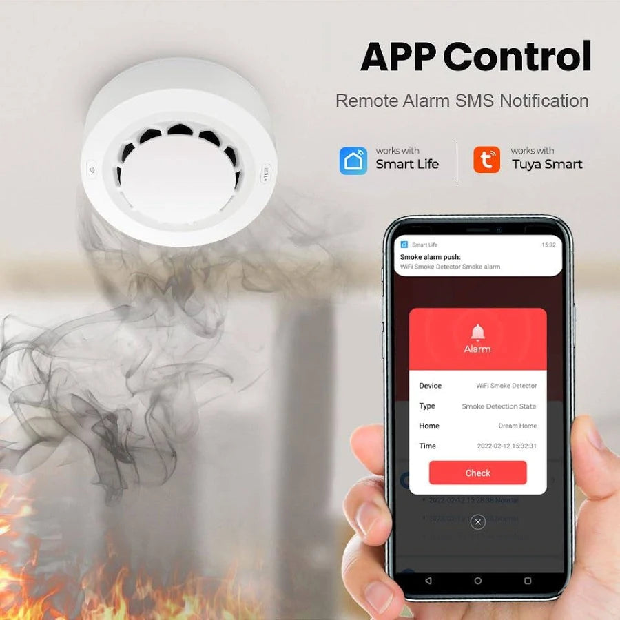 MANYCAST Smart Smoke Detector with WiFi & Bluetooth Connectivity