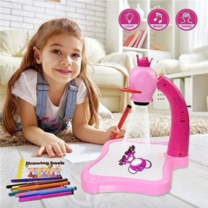 Kids Drawing Table – Educational Art & Activity Table with Projector and Drawing Accessories