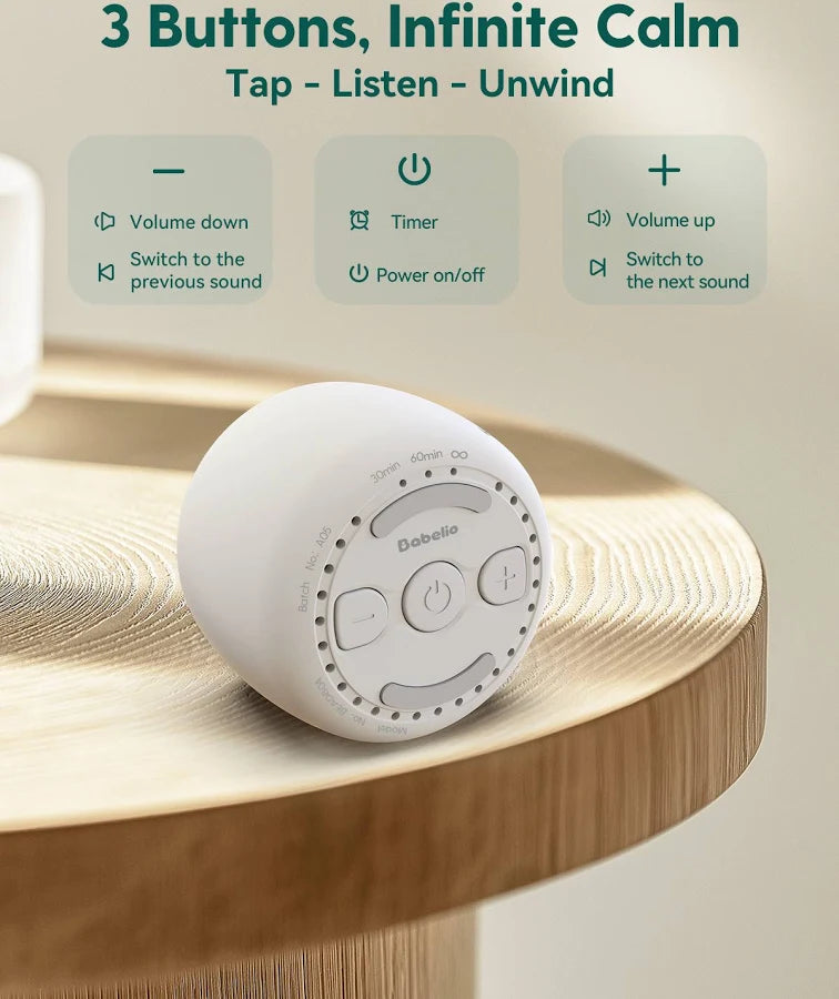 Baby White Noise Machine – Rechargeable Sleep Sound Machine with Soothing Sounds & Night Light