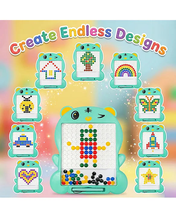 Creative Educational Magnetic Pegboard Drawing Board with Colorful Buttons & Placement Pen For Kids (Multicolor)