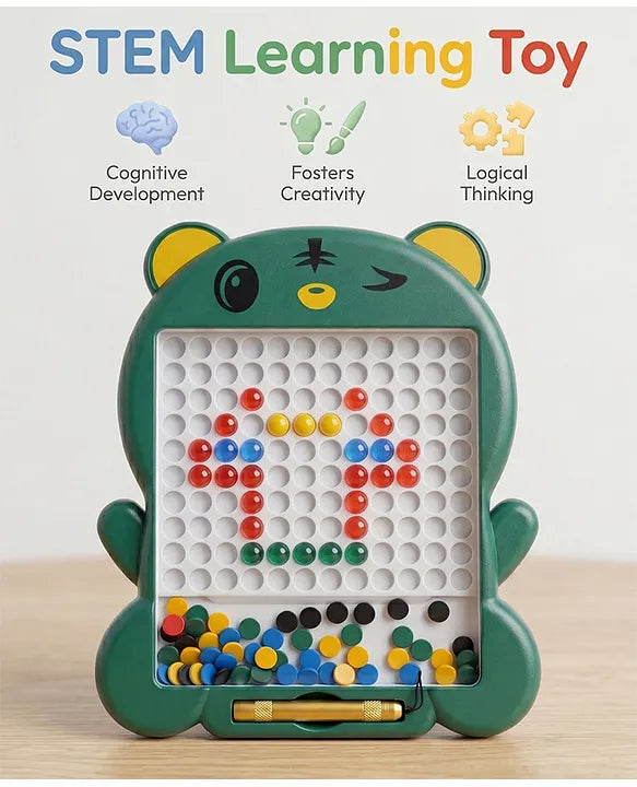 Creative Educational Magnetic Pegboard Drawing Board with Colorful Buttons & Placement Pen For Kids (Multicolor)