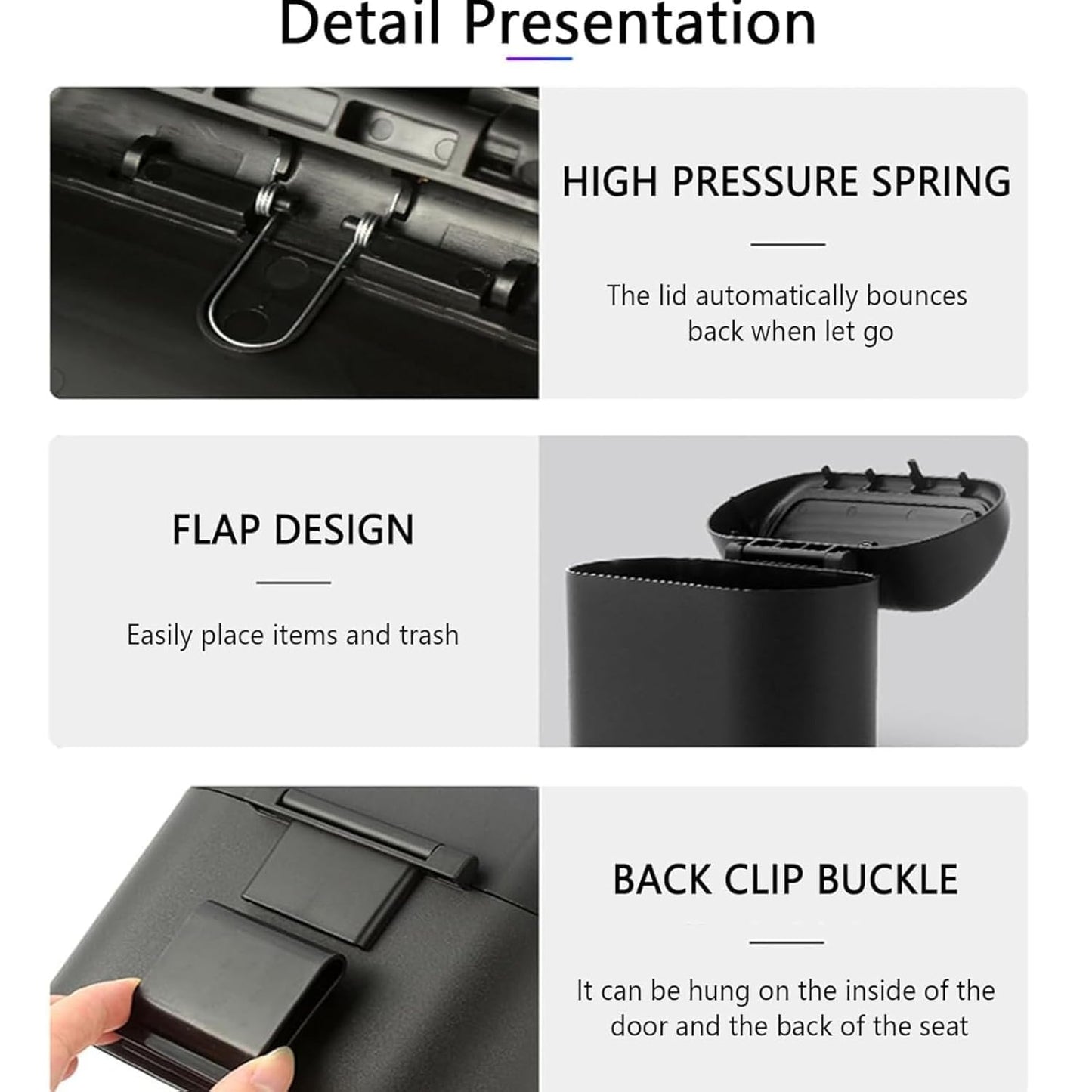 Car Trash Can with Lid – Compact & Leak-Resistant Car Garbage Bin