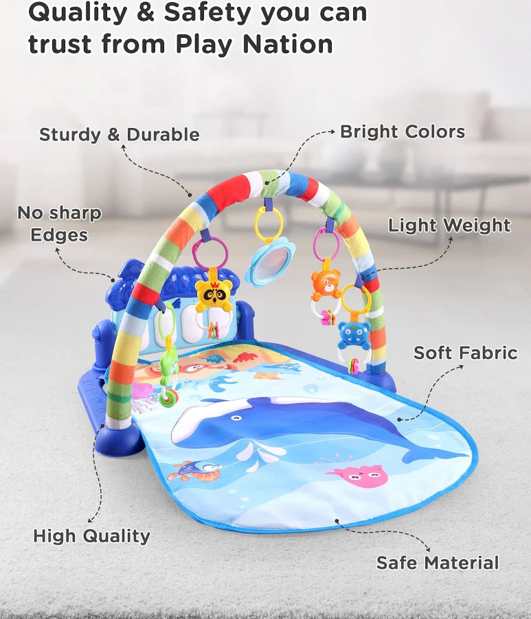 Baby Activity Play Mat – Soft Educational Play Gym with Hanging Toys for Infants