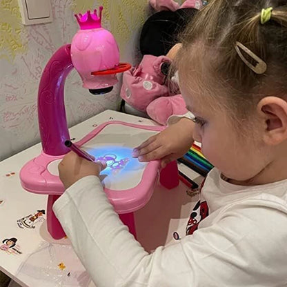 Kids Drawing Table – Educational Art & Activity Table with Projector and Drawing Accessories