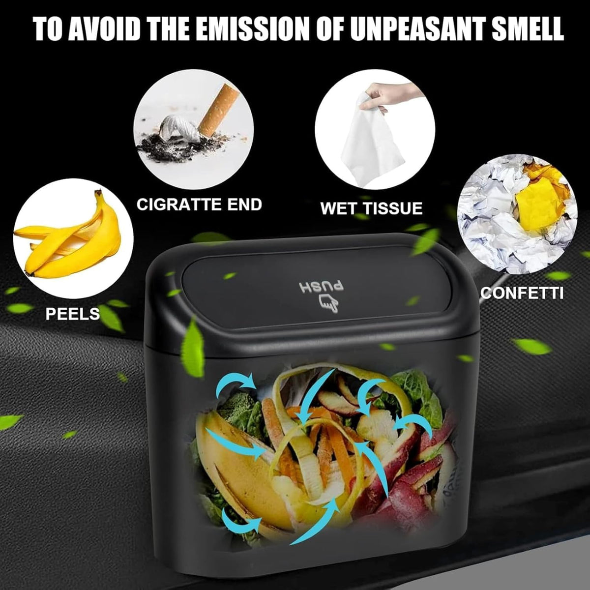 Car Trash Can with Lid – Compact & Leak-Resistant Car Garbage Bin