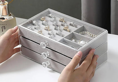 Jewellery Organizer Box – Portable Multi-Compartment Travel Storage Case for Rings, Earrings & Necklaces