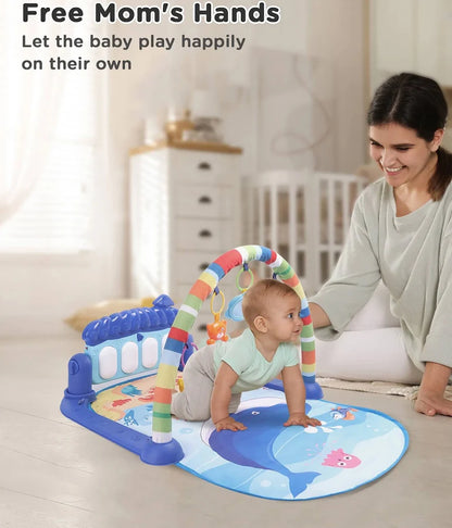 Baby Activity Play Mat – Soft Educational Play Gym with Hanging Toys for Infants