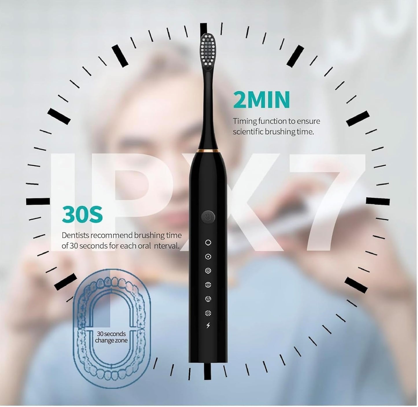 Electric Toothbrush – Rechargeable Sonic Toothbrush with Multiple Cleaning Modes & Soft Bristles