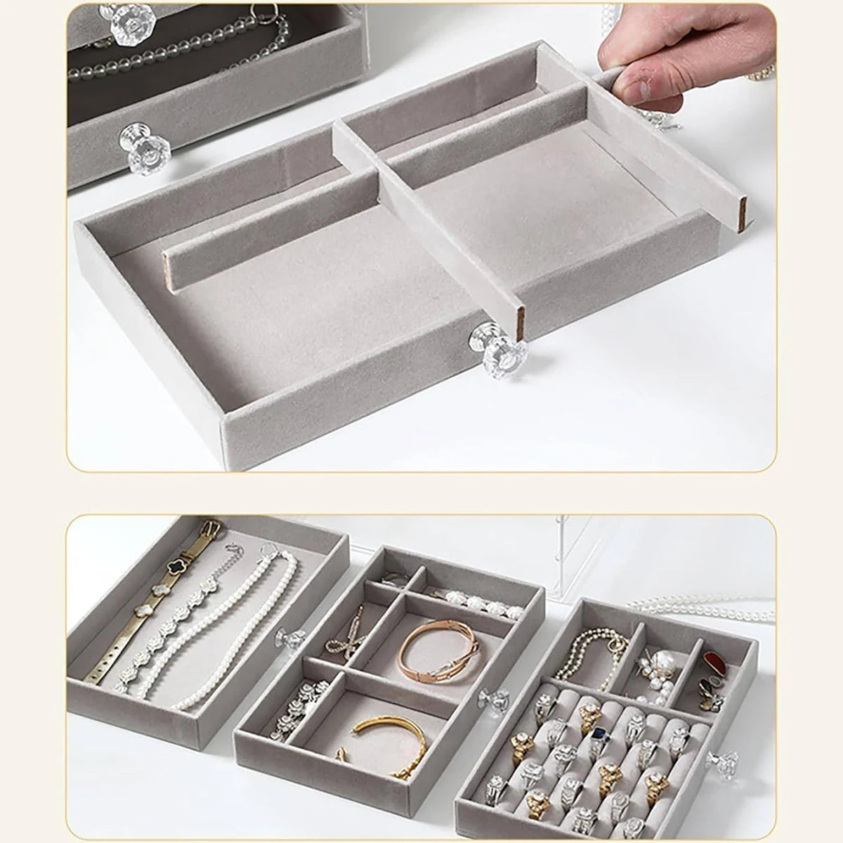 Jewellery Organizer Box – Portable Multi-Compartment Travel Storage Case for Rings, Earrings & Necklaces