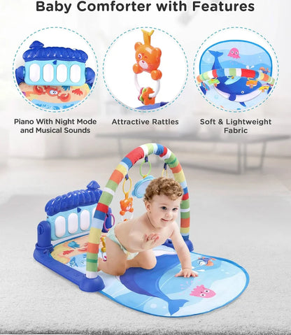 Baby Activity Play Mat – Soft Educational Play Gym with Hanging Toys for Infants