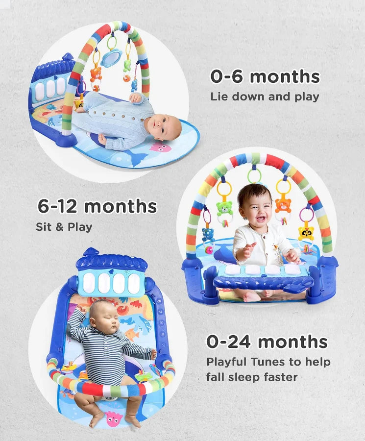 Baby Activity Play Mat – Soft Educational Play Gym with Hanging Toys for Infants